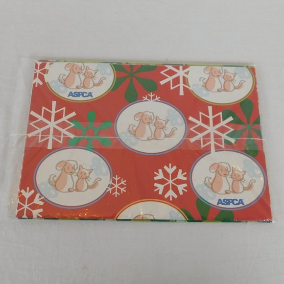 ASPCA Holiday Gift Wrap Sheets Sealed Packs 4 Sheets Total 2 Patterns Gift Tags - Picture 1 of 5